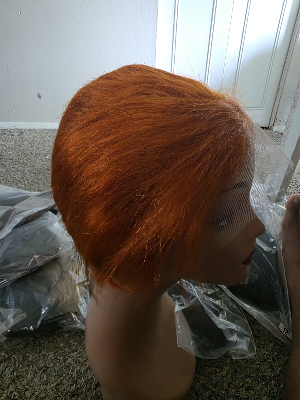 Lace Front Short Synthetic Wig in Vibrant Orange